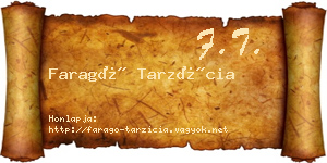 Faragó Tarzícia névjegykártya